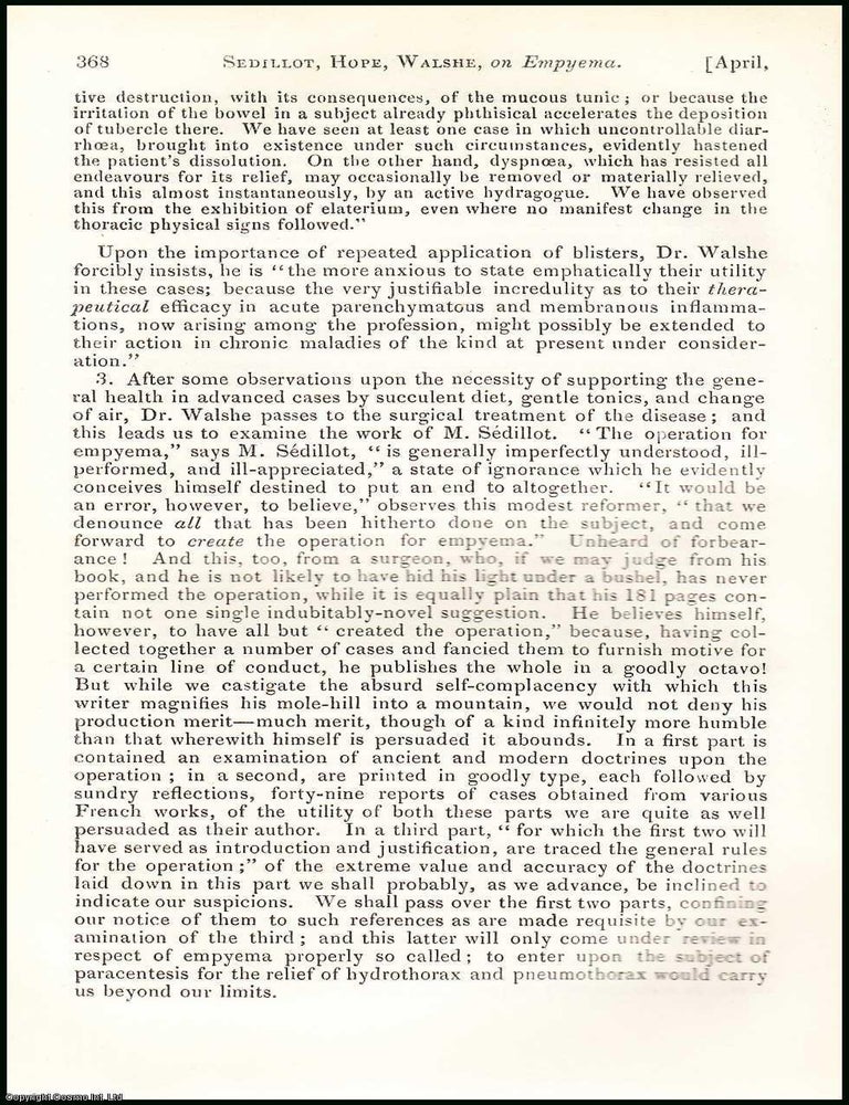 Item #506281 Empyema, Pleurisy : a collection of pus in the cavity between the lung and the...