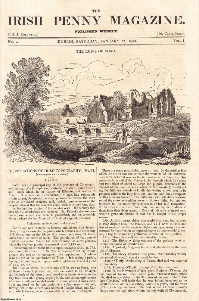 Item #506296 1833, The Ruins of Cong. Featured in a full weekly issue of the uncommon Irish Penny Magazine, 1833. Irish Penny Magazine.