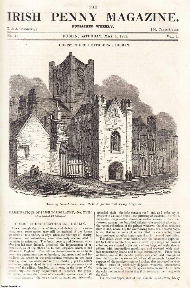 Item #506306 1833, Christ Church Cathedral, Dublin. Featured in a full weekly issue of the uncommon Irish Penny Magazine, 1833. Irish Penny Magazine.