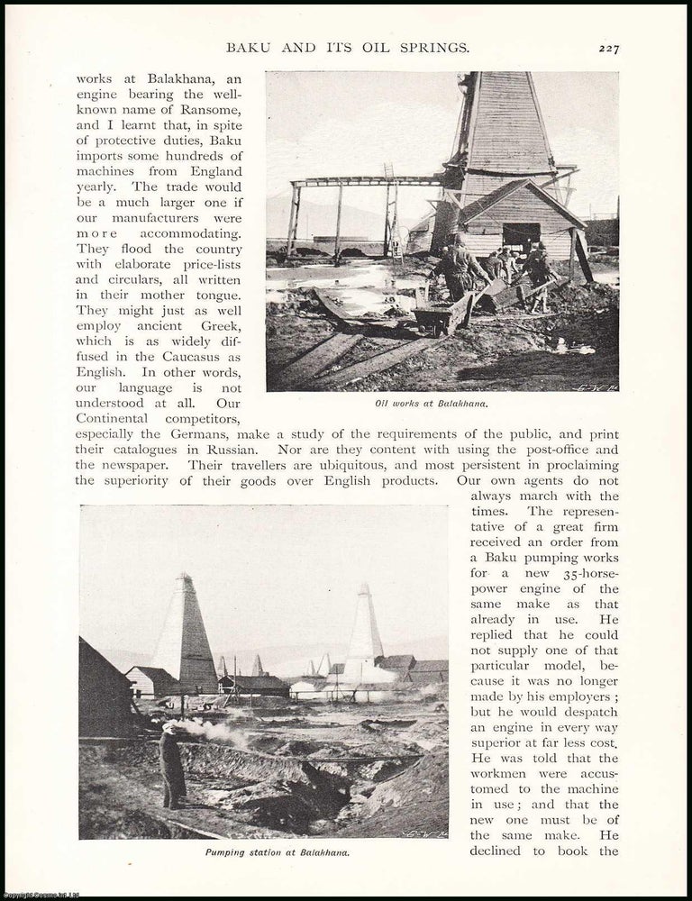 Item #506346 Baku & its Oil Springs. 10 pages, illustrated. An article printed in 1899,...