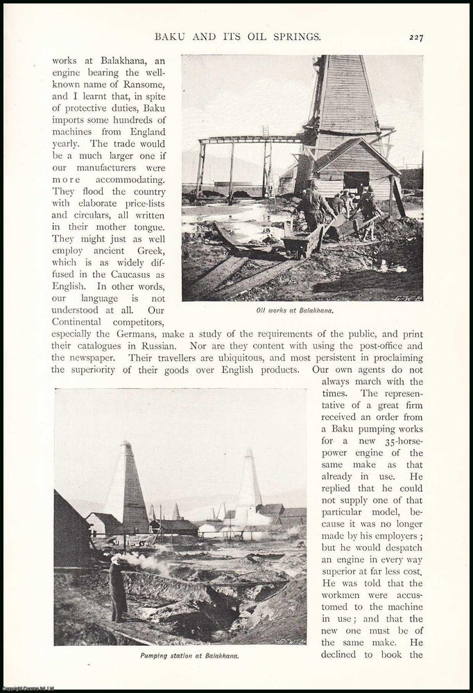 Item #506346 Baku & its Oil Springs. 10 pages, illustrated. An article printed in 1899,...