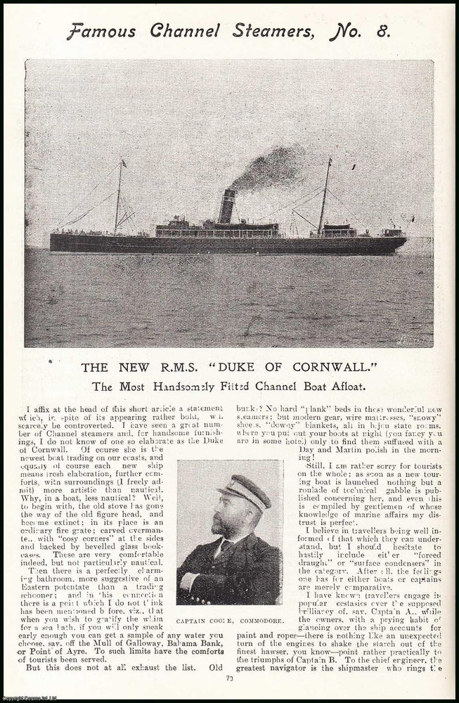 Item #506404 The New R.M.S. Duke of Cornwall : the most handsomely fitted channel boat afloat. An uncommon original article from the Tourist Magazine, 1898. Stated.