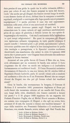 Item #506452 Gli Zingari Nel Modenese. An uncommon original article from the Journal of the Gypsy...