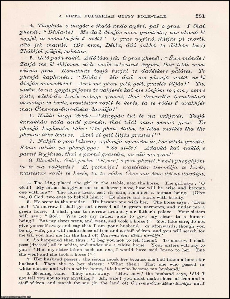 Item #506489 The History of Batim : A Bulgarian Gypsy Folk-Tale. An uncommon original article...