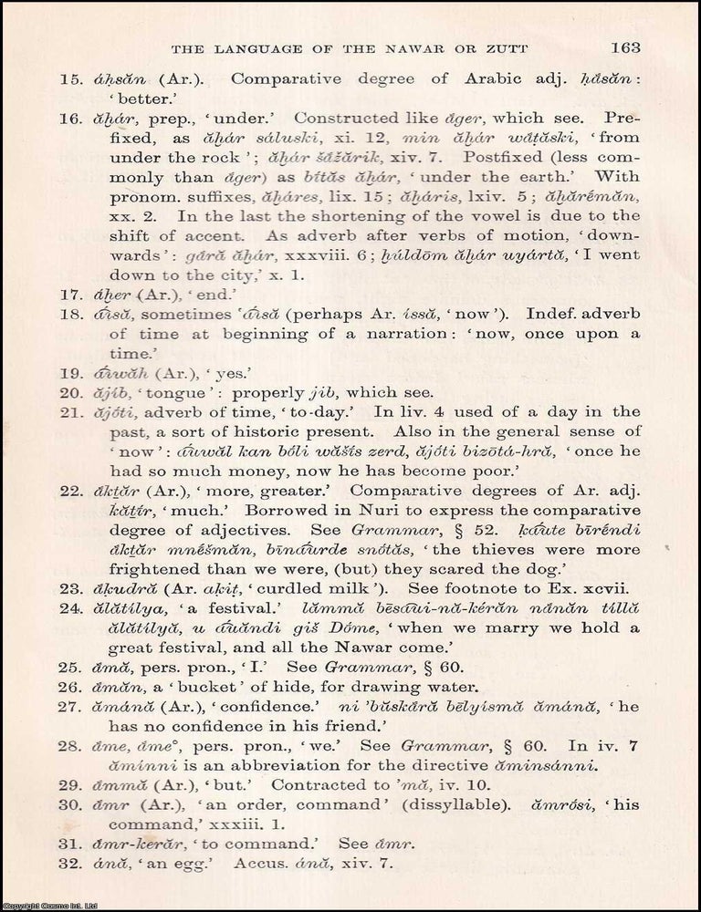 Item #506499 A Grammar & Vocabulary (part 4) of the Language of the Nawar or Zutt, the Nomad...
