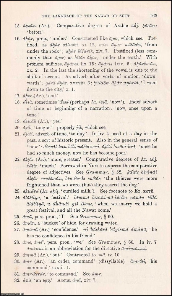 Item #506499 A Grammar & Vocabulary (part 4) of the Language of the Nawar or Zutt, the Nomad...