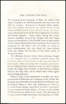 Item #506675 The Indian Council An uncommon original article from The Asiatic Quarterly Review,...
