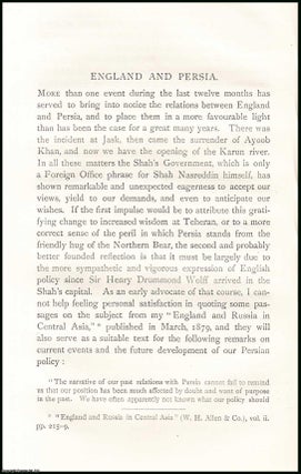 Item #506693 England & Perisa. An uncommon original article from The Asiatic Quarterly Review,...
