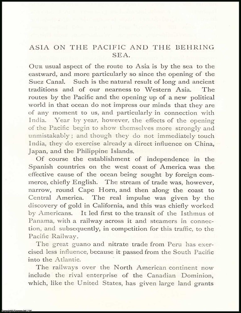 Item #506761 Asia on the Pacific & the Behring Sea. 27 pages. An article printed in 1890,...