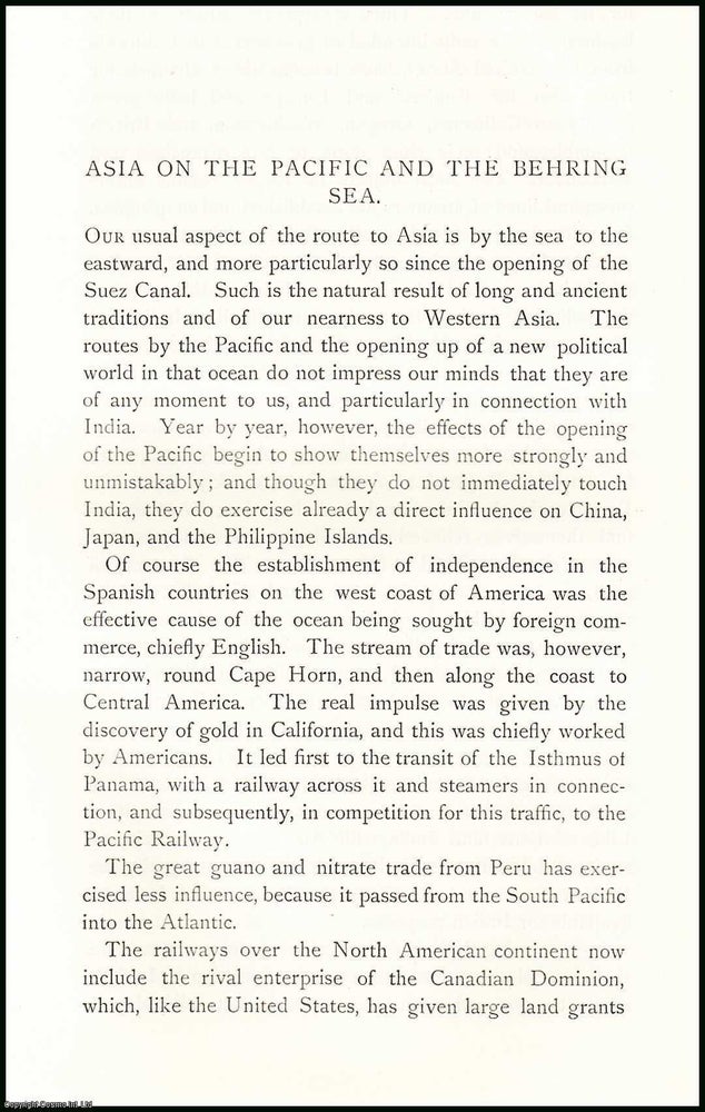 Item #506761 Asia on the Pacific & the Behring Sea. 27 pages. An article printed in 1890,...