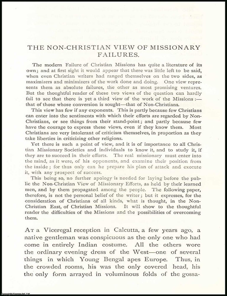 Item #506762 The Non-Christian View of Missionary Failures. An uncommon original article from The...