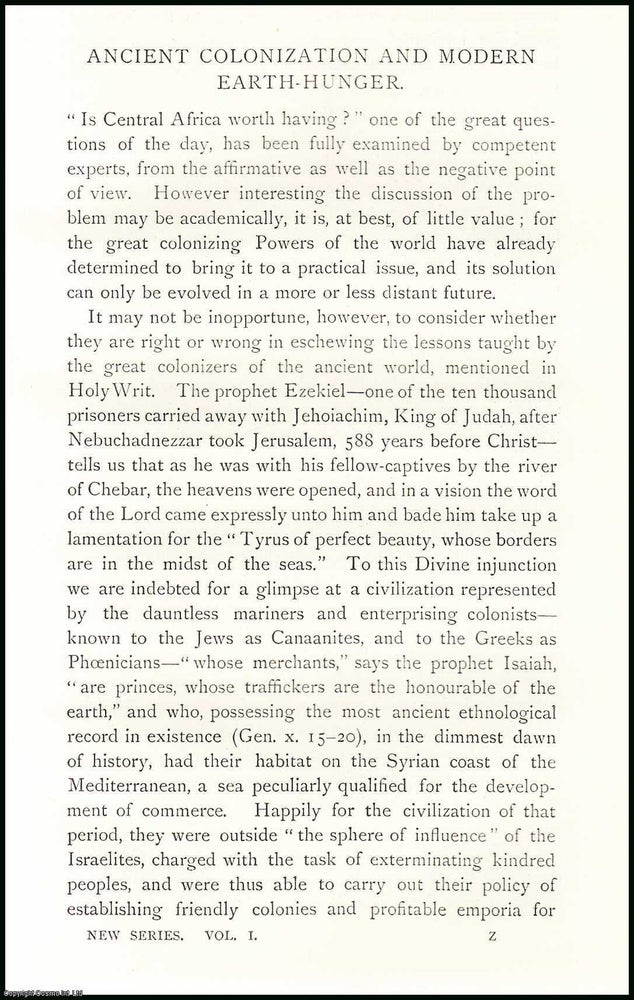 Item #506787 Ancient Colonization & Modern Earth-Hunger. 14 pages. An article printed in...