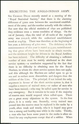 Item #506800 Recruiting the Anglo-Indian Army. An uncommon original article from The Asiatic...