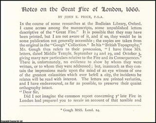 Item #506851 The Great Fire of London, 1666. An original complete 2 part article from the...