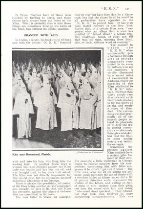 Item #507339 KKK. Ku Klux Klan : as It Stands To-day. An uncommon original article from the Wide...