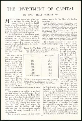 Item #507512 The Investment of Capital. An original article from the Windsor Magazine, 1908. John...