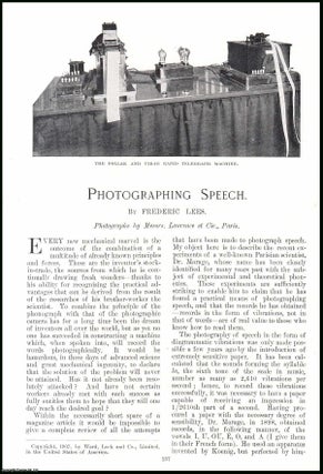 Item #507516 Photographing Speech. An original article from the Windsor Magazine, 1908. Frederic...