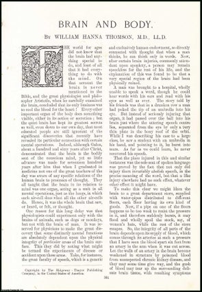 Item #507520 Brain & Body. An original article from the Windsor Magazine, 1908. M. D. William...