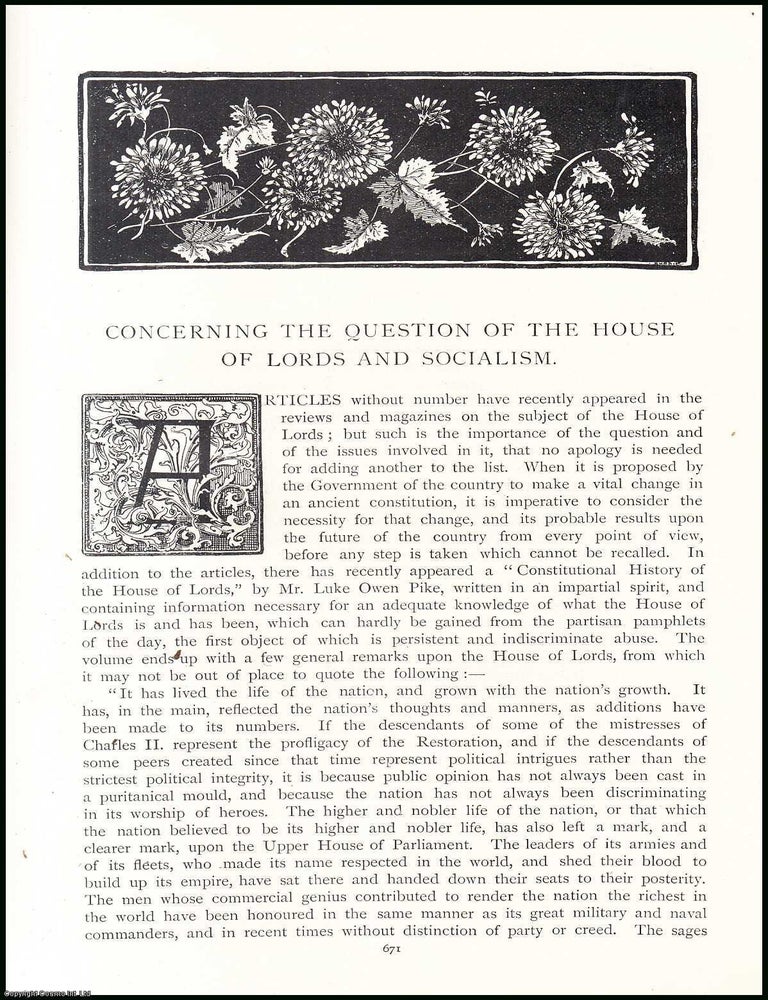 Item #507573 Concerning the Question of the House of Lords & Socialism. 13 pages,...