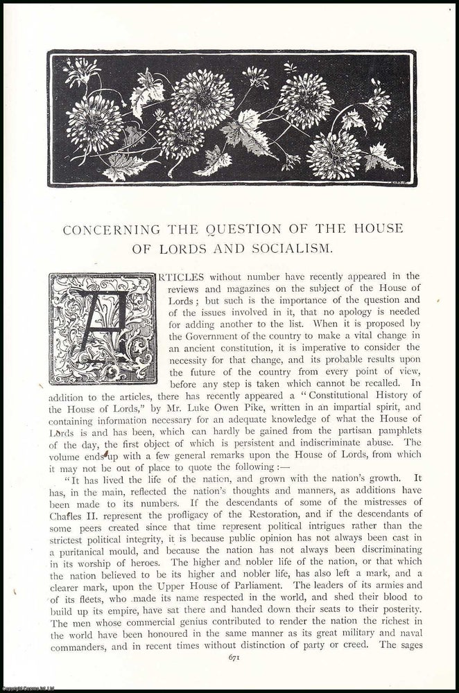 Item #507573 Concerning the Question of the House of Lords & Socialism. 13 pages,...