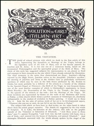 Evolution in Early Italian Art : The Marriage of the Virgin. 60 pages, illustrated. An article printed in 1895, written by Grant Allen.