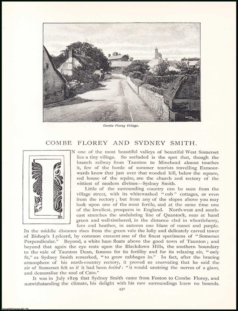 Item #507586 Combe Florey, Somerset & Sydney Smith, rector of the parish. An uncommon original article from the Pall Mall Magazine, 1895. John Le Warden Page.