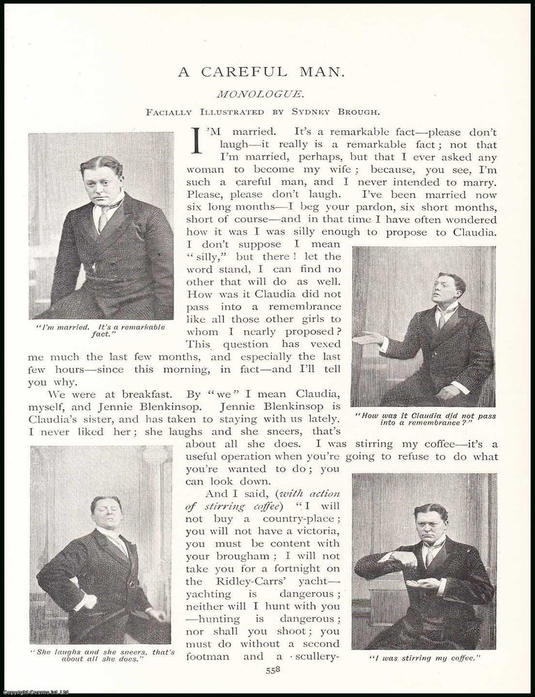 Item #507607 A Careful Man : a monologue. Facially Illustrated by Stanley Brough. 6 pages,...