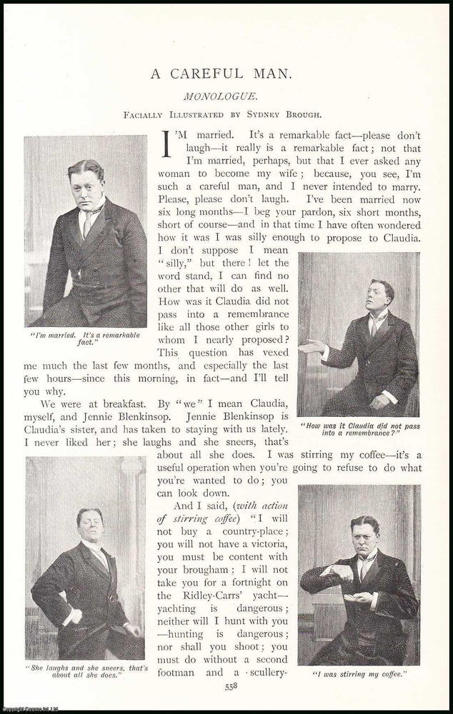 Item #507607 A Careful Man : a monologue. Facially Illustrated by Stanley Brough. 6 pages,...