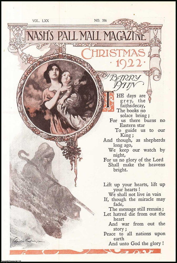 Item #507612 Christmas 1922 : a short poem. Illustrated in colour. An uncommon original article from the Pall Mall Magazine, 1922. Barry Pain.
