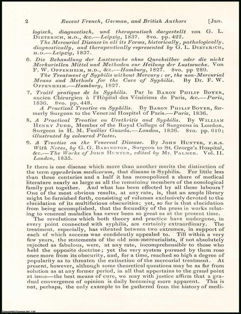 Item #507847 A Practical Treatise on Syphilis, by Baron Philip Boyer, formerly Surgeon to the...