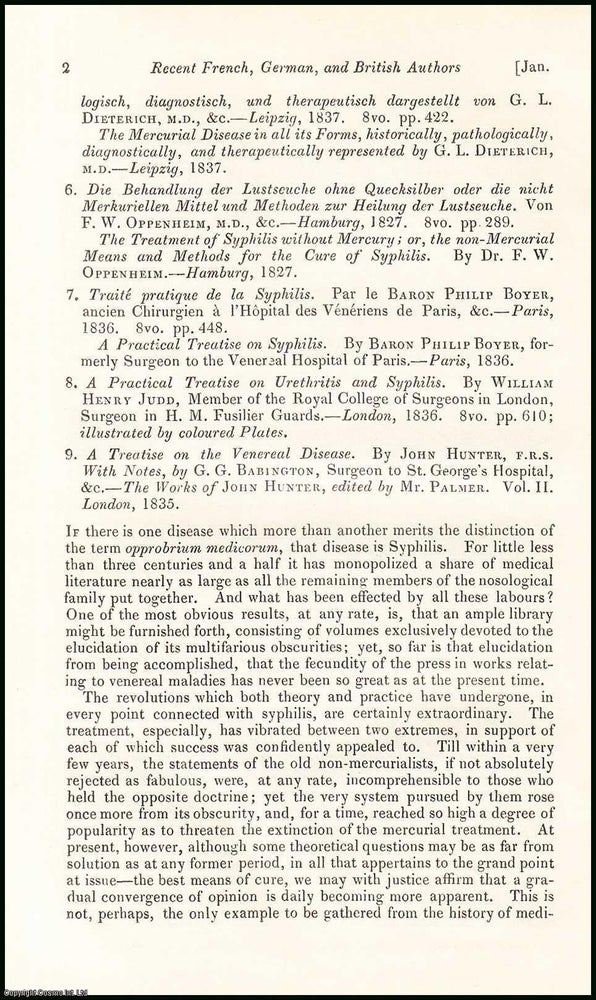 Item #507847 A Practical Treatise on Syphilis, by Baron Philip Boyer, formerly Surgeon to the...
