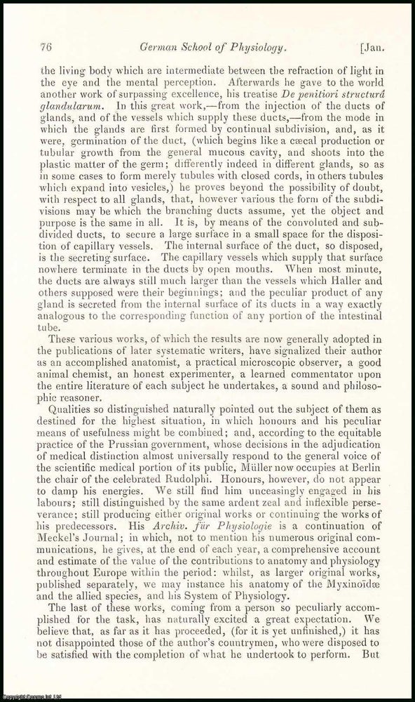 Item #507851 German School of Physiology, by J. Muller, M.D. & English School of Physiology,...