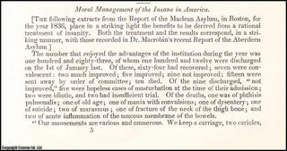 Item #507858 Moral Management of the Insane in America. An original essay from the British &...