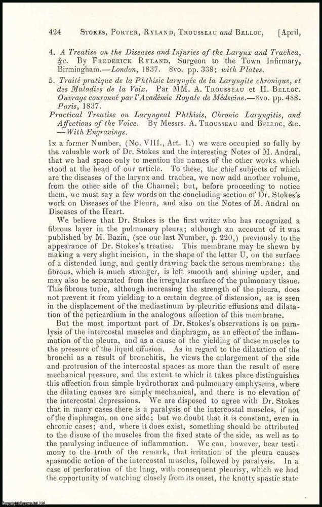 Item #507865 The Diseases of the Larynx & Trachea, by William Stokes, William Henry Porter,...