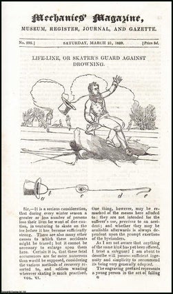 Life-Line, or Skater's Guard Against Drowning; Apparatus for Writing in. MECHANICS MAGAZINE.