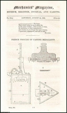 Item #507892 French Process of Casting Medallions; Manufacture of Glass; Church Clocks - the...