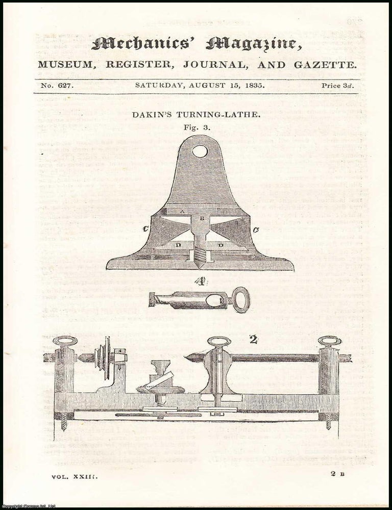 Item #507927 Dakin's Turning-Lathe; the Davy Lamp tried at last by a Competent Tribunal;...