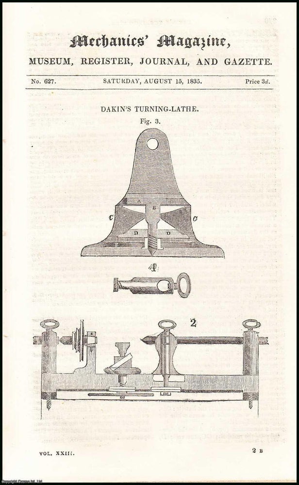 Item #507927 Dakin's Turning-Lathe; the Davy Lamp tried at last by a Competent Tribunal;...