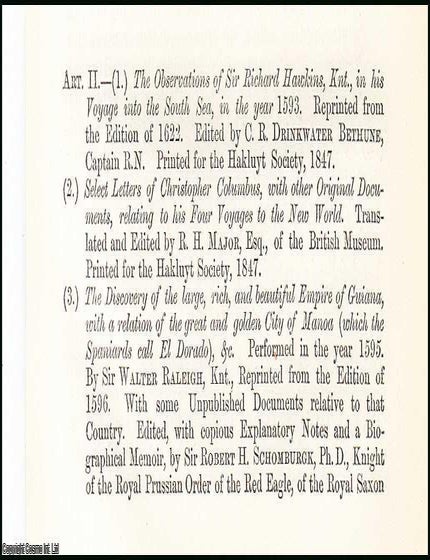 Item #507992 Ancient Mariners : Hakluyt Publications. 29 Pages. An article printed in 1852,...