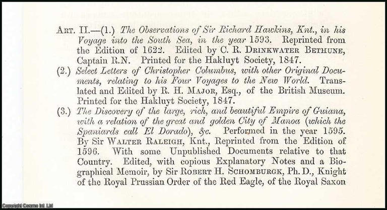 Item #507992 Ancient Mariners : Hakluyt Publications. 29 Pages. An article printed in 1852,...
