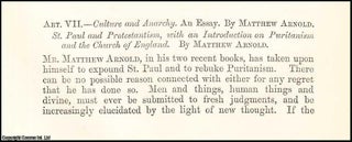 Item #508050 Mr. Matthew Arnold and Puritanism. A complete 2 part rare original article from the...