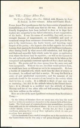 Item #508132 The Works of Edgar Allan Poe. A rare original article from the British Quarterly...