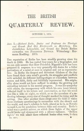 Item #508135 Richard Rothe, German Theologian. A rare original article from the British Quarterly...