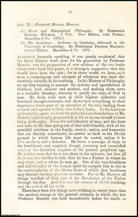 Item #508147 Frederick Denison Maurice, Theologian. A rare original article from the British...
