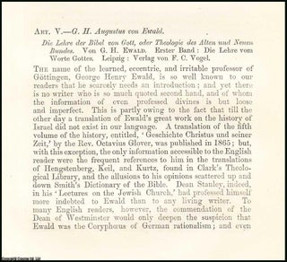 Item #508149 G. H. Augustus von Ewald. A rare original article from the British Quarterly Review,...