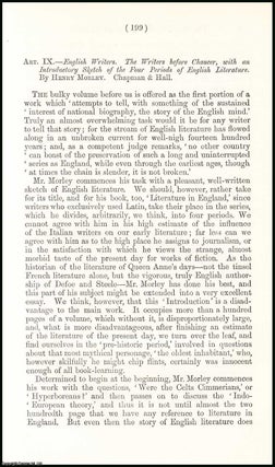 Item #508163 The English Writers before Chaucer. A rare original article from the British...