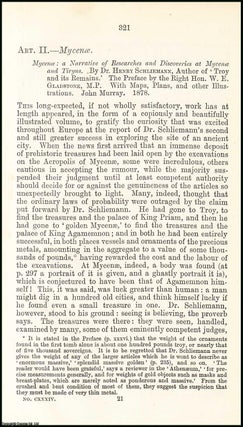 Item #508192 Mycenae. A rare original article from the British Quarterly Review, 1878. F. A. Paley
