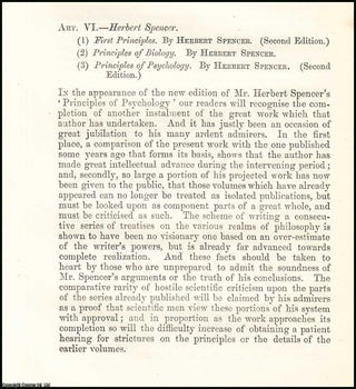 Item #508196 Herbert Spencer. A rare original article from the British Quarterly Review, 1873. J....