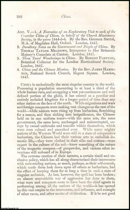 Item #508321 China. An uncommon original article from the North British Review, 1847. Stated