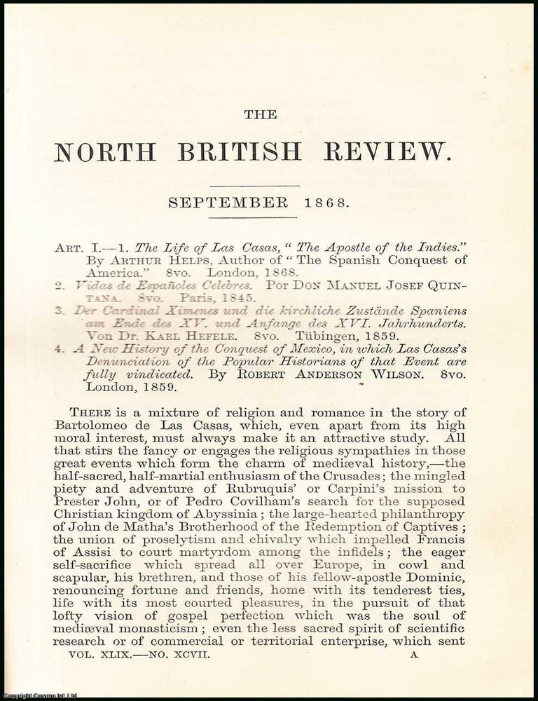 Item #508328 Bartolomeo de Las Casas. Spanish Apostle to the Indies. An uncommon original article...